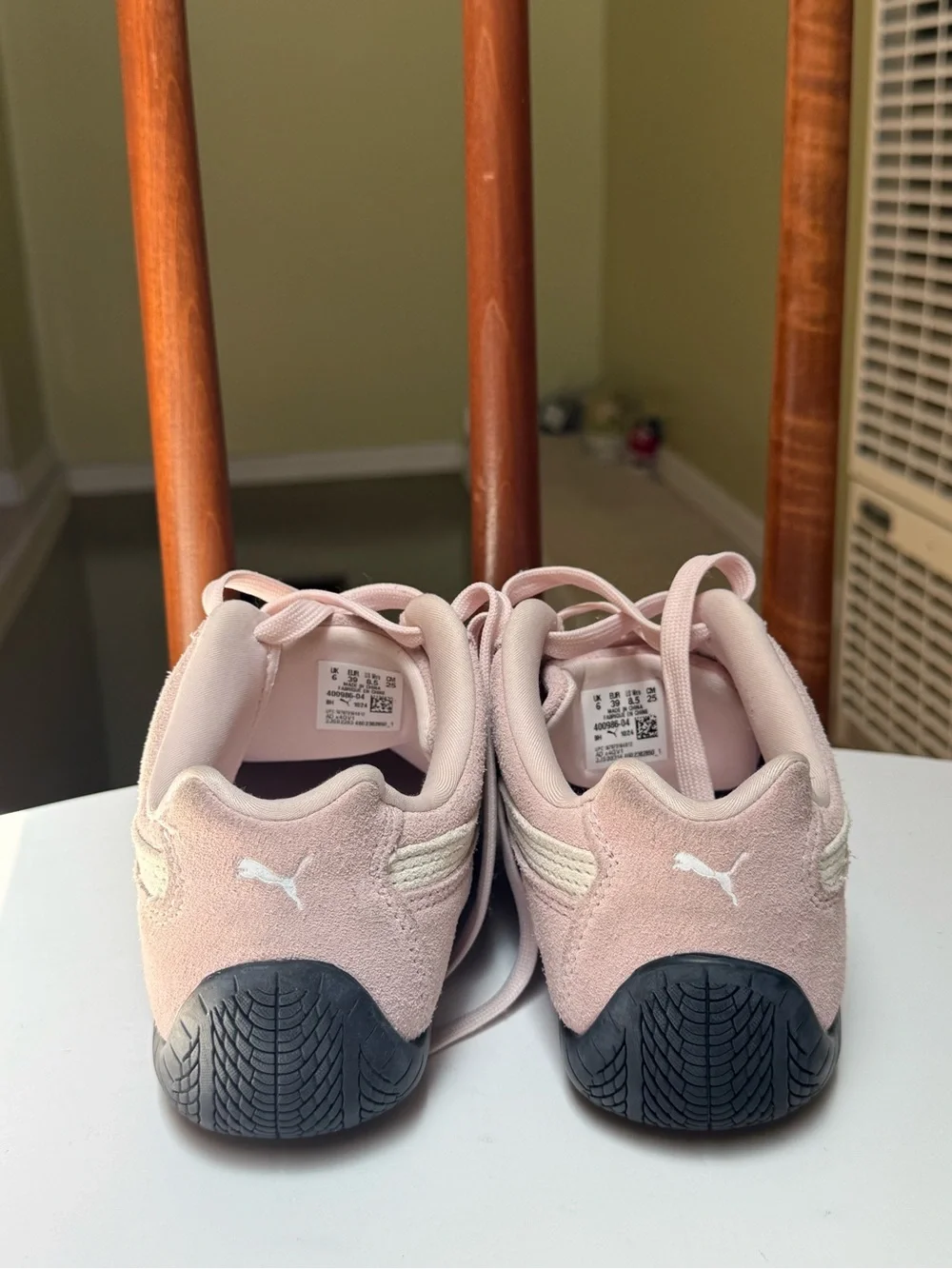 Puma Blush Pink and Cream Suede Low-Top Sneakers